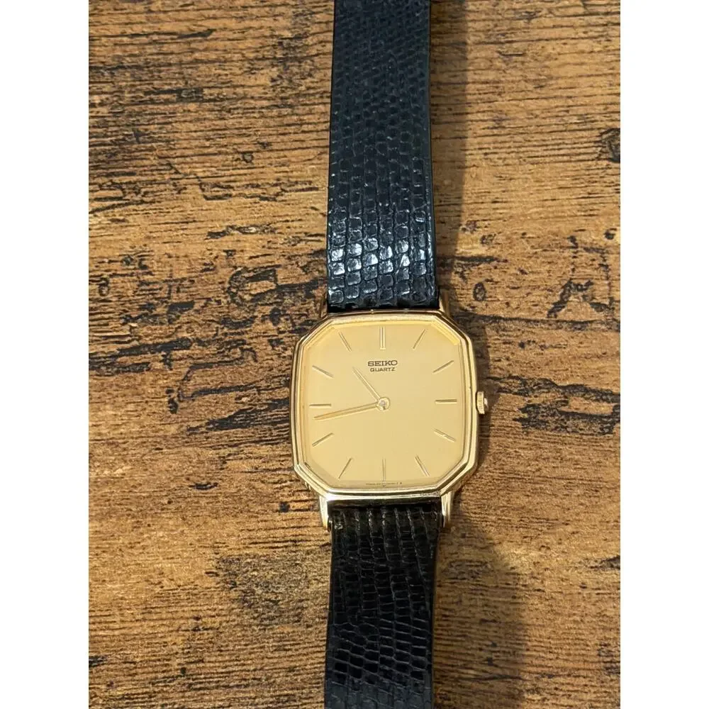Seiko 6430-5079 Quartz Gold Tone Tank Dress Watch 28.6mm 1982